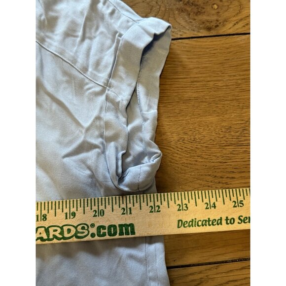 Rose + Olive Blouse Shirt Size Large Blue Button Down Lightweight Rayon Casual - Picture 9 of 10